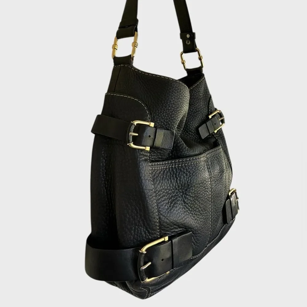Michael Kors Yacht Club Leather Hobo Shoulder Bag Black